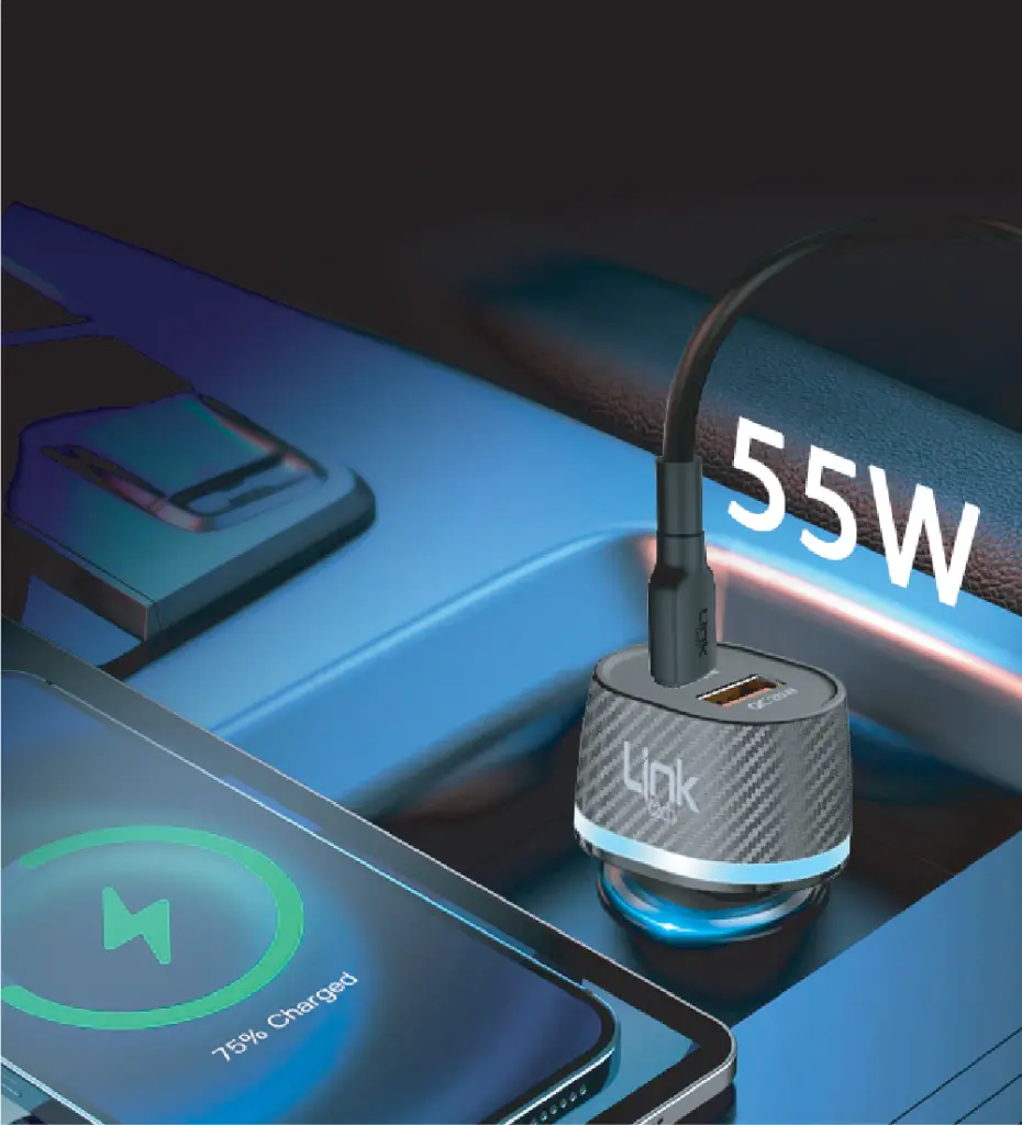 Chi♡ページ　qm C433 Safe Dual PD QC 55W Süper Hızlı Araç Şarj Başlığı